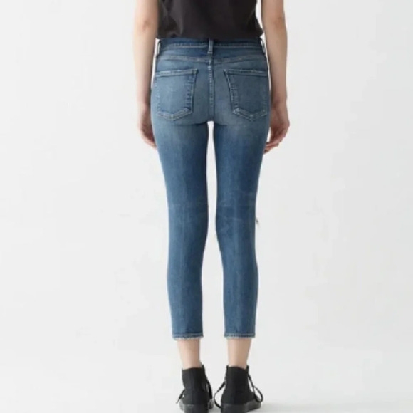 AGOLDE Sophie Medium Wash High Rise Distressed Skinny Crop Denim Jeans Size 25 - Picture 2 of 9